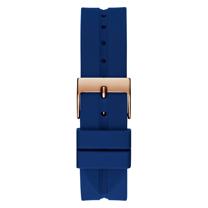GUESS Women's GW0618L2 Rose Gold Tone Quartz Multifunction Watch with Blue Silicone Strap - Image 3