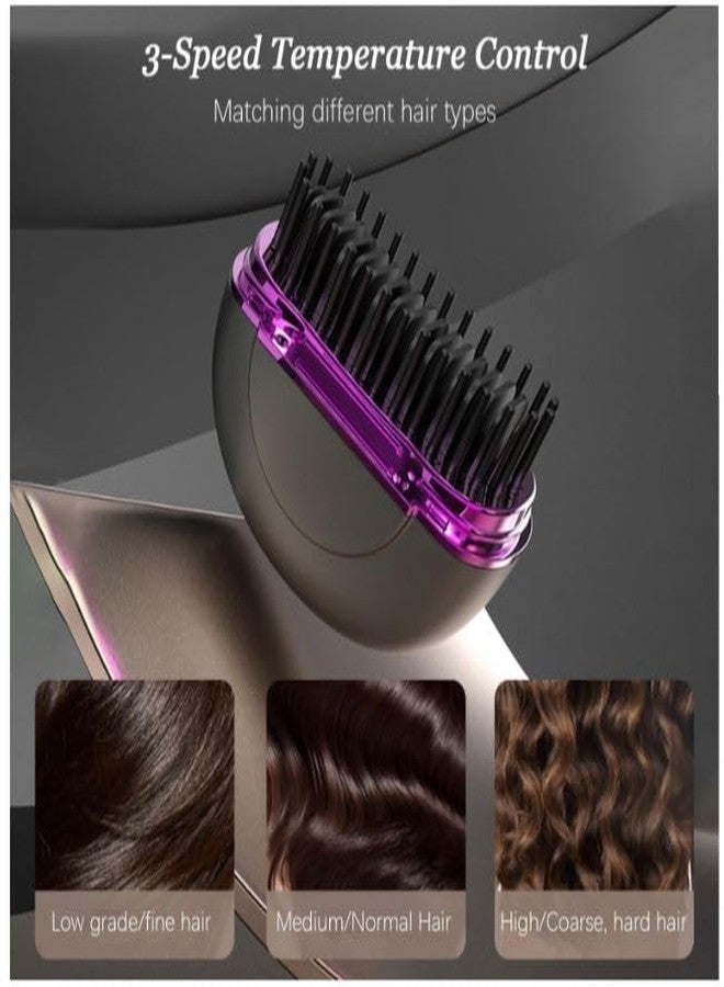 Abhsant Capsule Hair Straightener & Styler, Mini Cordless Hair Straightener Comb Portable Heat Hair Brush for Travel USB Rechargeable Hair Straightener Brush Straight Hair Dual-Use (Black) - Image 3