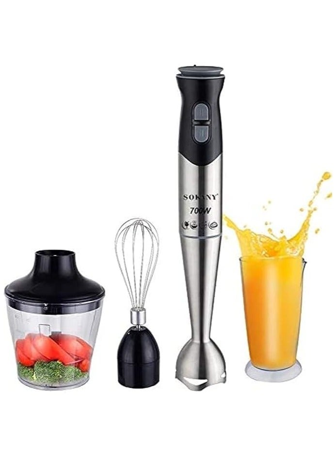 Sokany Hand Blender Stainless Steel 1000 Watt 4 in 1 (Cup + Kebab + Hand + Egg Beater) SK-758-4N  - Image 1