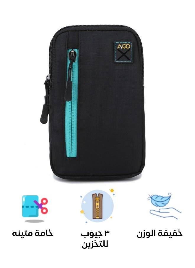 AVOO Small shoulder bag for men with large capacity, crossbody casual with multiple pockets for casual work, school, and daily use, small black  - Image 2