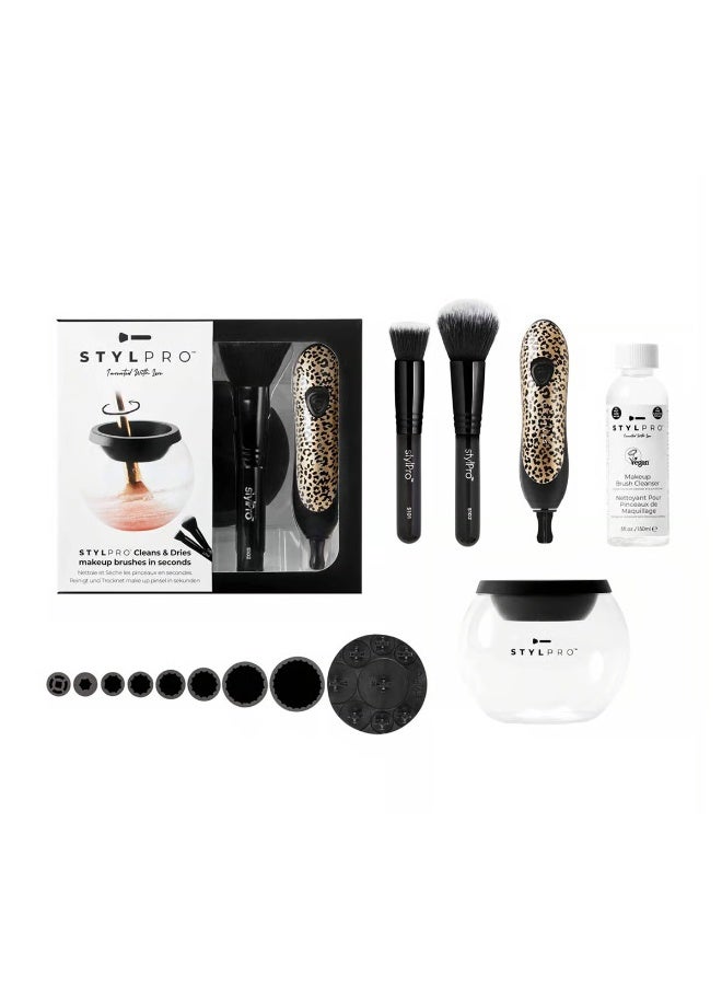 StylPro Gift Set Makeup Brush Cleaner and Dries Brushes Cheetah Device 1unit - Image 2