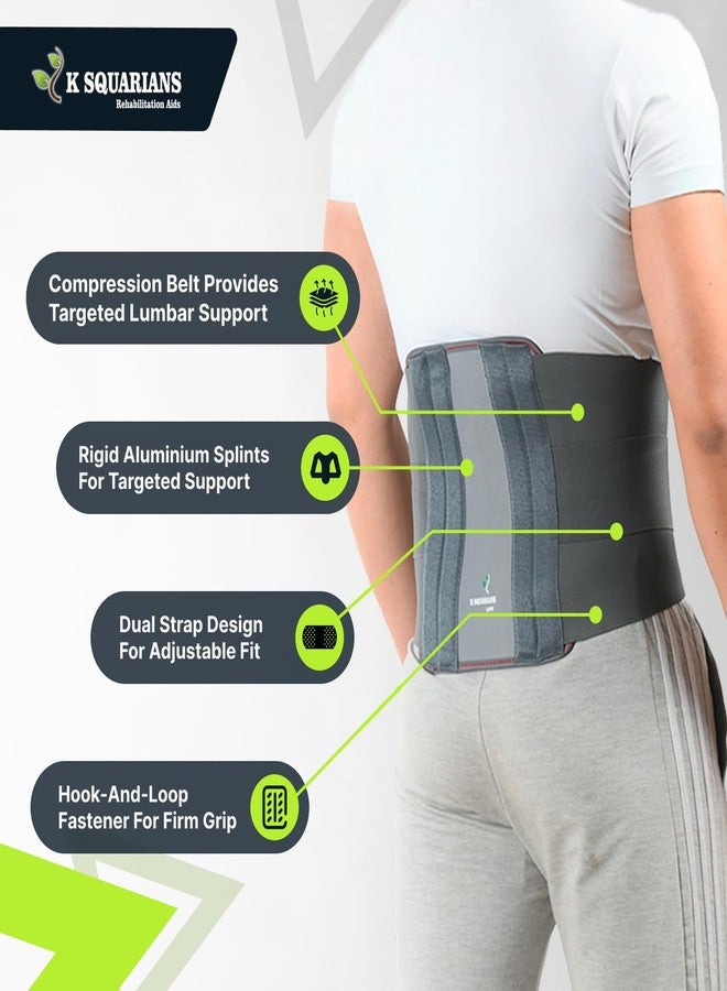 K SQUARIANS Contoured Lumbar Sacral Lower Back Pain Relief Brace | Orthopedic Lumbar Belt for Waist, Back & Abdomen Support | Kamar Belt for Men & Women | Hip & Spine Support with Adjustable Strap | X-Large (46"-52") - Image 3