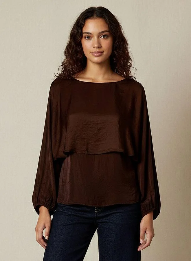 Splash FAV Regular Fit Layered Top with Boat Neck