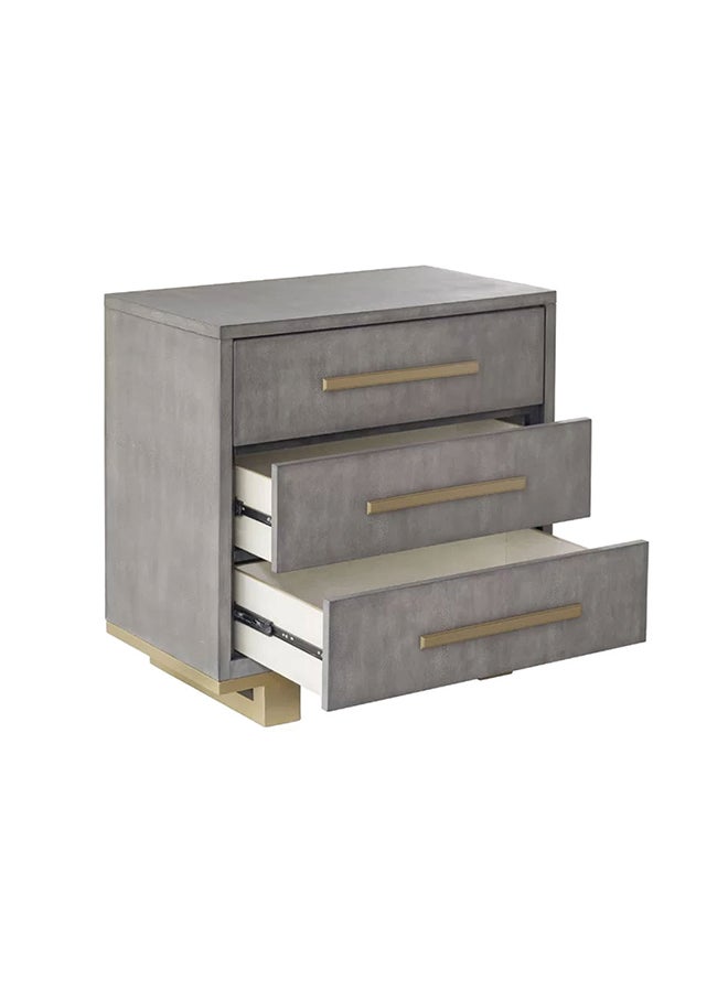 AtoZ Furniture طاولة جانبية من داهل بثلاثة أدراج باللون الرمادي 