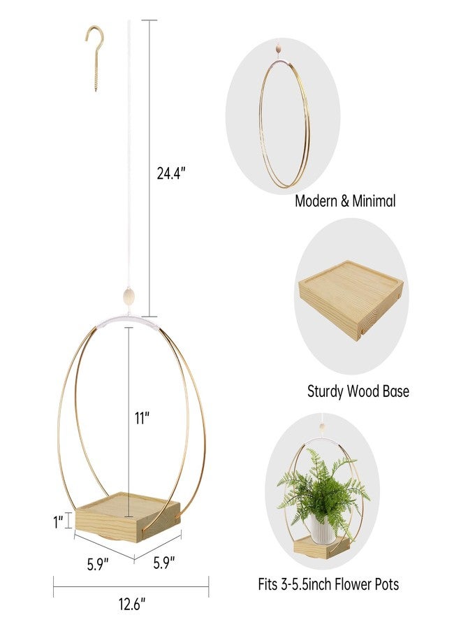 hismocal Hanging Planter for Indoor Plants, Plant Hanger with Sturdy Wood Base,Modern Boho Macrame Plant Hanger,Wall Ceiling Window Stands(Plants/Pots Not Included) - Image 4