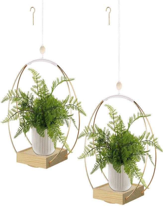 hismocal Hanging Planter for Indoor Plants, Plant Hanger with Sturdy Wood Base,Modern Boho Macrame Plant Hanger,Wall Ceiling Window Stands(Plants/Pots Not Included) - Image 1