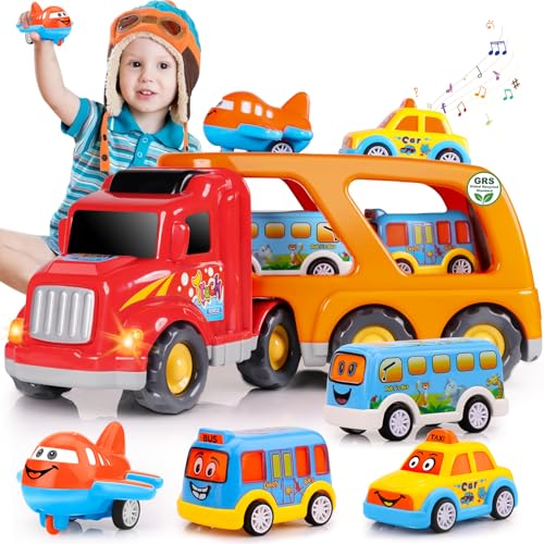 Nicmore Carrier Truck Toddler Toys Car Transport Toy for 1 2 3 4 Year Old Boys Girls 18 Month 5in1 Kid Playset Gifts for Preschool Birthday Christmas - Image 1