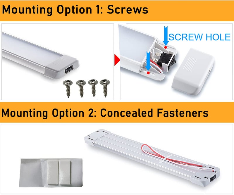 Raycharm LED Interior Utility Light Fixture 10.6" x 2.6", High Lumen-Output Low Current Draw Energy Efficient, Frosted Lens 6000K Cool-White Even Diffused Beam, On/Off Rocker Switch 12V-24V DC, 1-Pack - Image 4