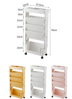 XINGYIYU Movable Bookshelf Cart, 360° Rotatable Book Rack Bookcase Book Cart with Wheels, Office File Utility Organizer Utility Cart Storage Trolley for Living Room, Home Kitchen School  - Image 2