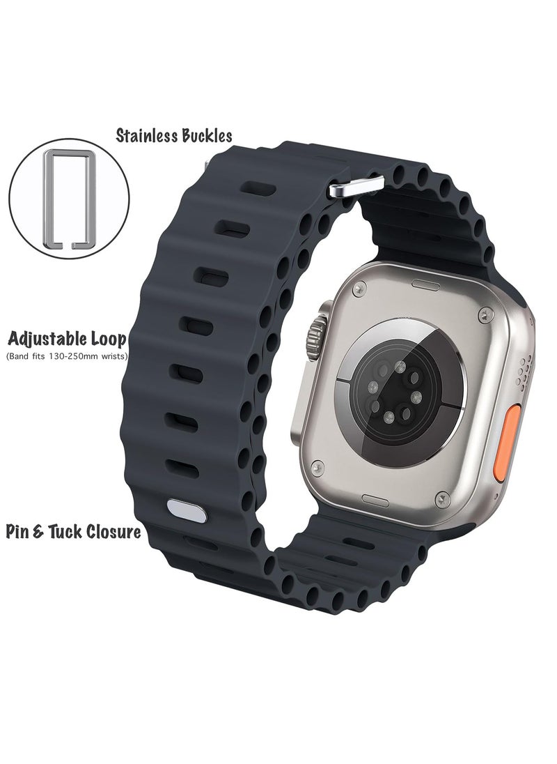 Color Fans - Soft Silicone Ocean Sports Strap Compatible Apple Watch 41mm 40mm 38mm for Men Women, Adjustible Watch Band for Apple Watch SE/Series 9/8/7/6/5/4/3/2/1 - Midnight - Image 1