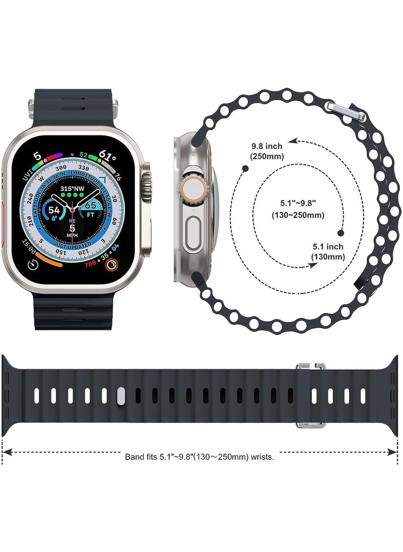Color Fans - Soft Silicone Ocean Sports Strap Compatible Apple Watch 41mm 40mm 38mm for Men Women, Adjustible Watch Band for Apple Watch SE/Series 9/8/7/6/5/4/3/2/1 - Midnight - Image 1