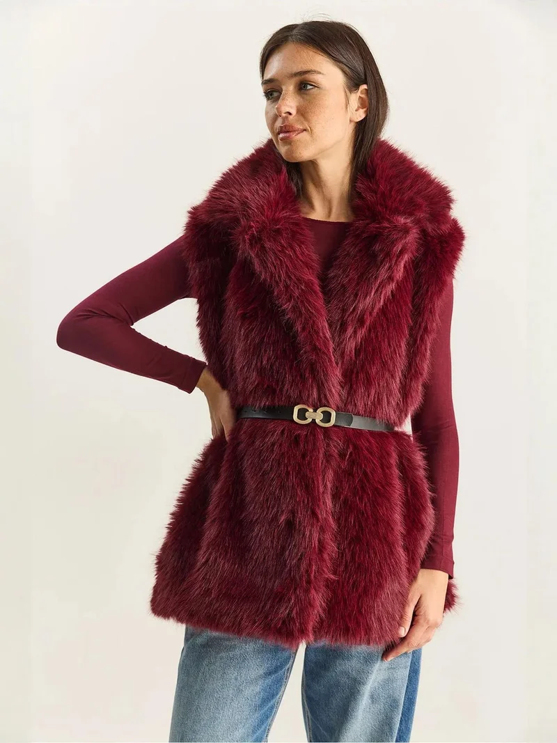 Bianco Lucci LUCCI Faux Fur Waistcoat