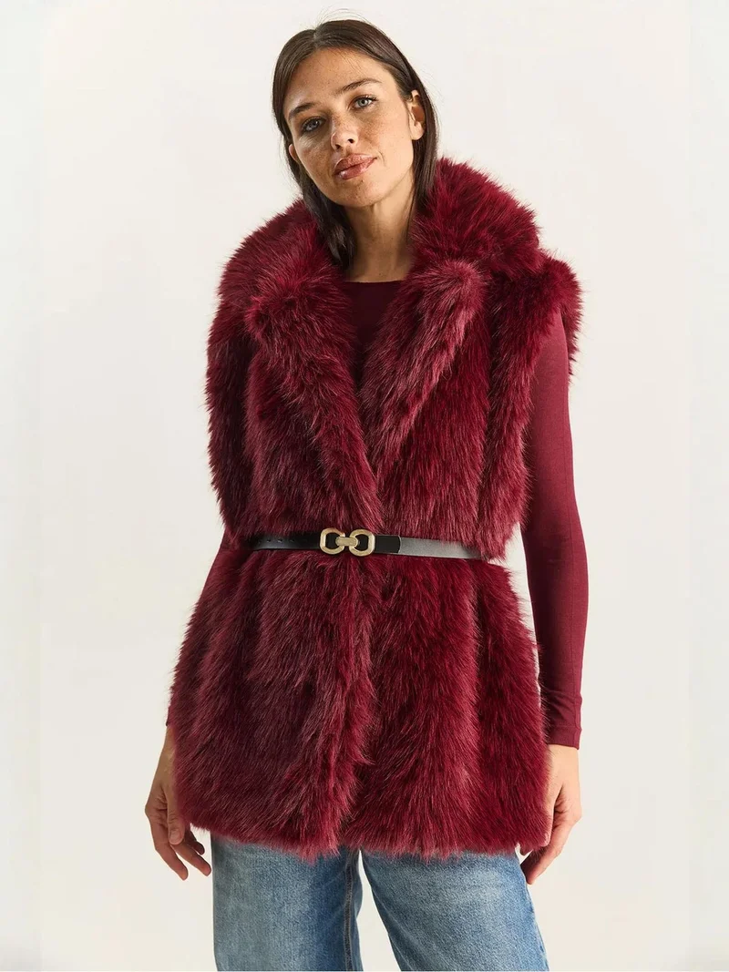 Bianco Lucci LUCCI Faux Fur Waistcoat