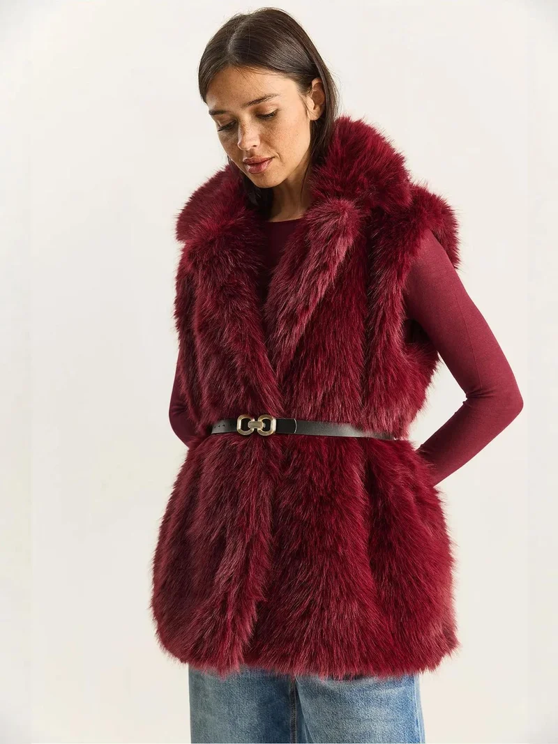 Bianco Lucci LUCCI Faux Fur Waistcoat