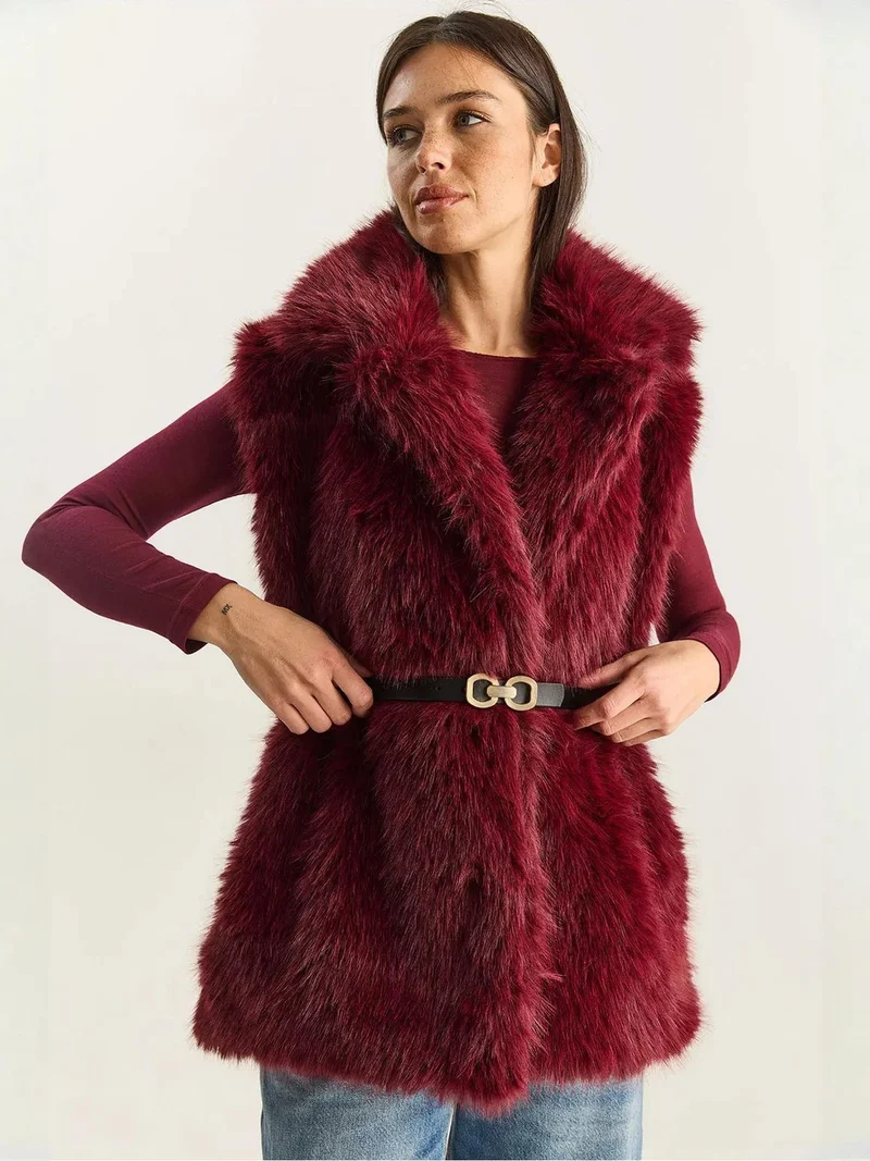 Bianco Lucci LUCCI Faux Fur Waistcoat