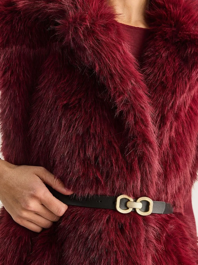 Bianco Lucci LUCCI Faux Fur Waistcoat