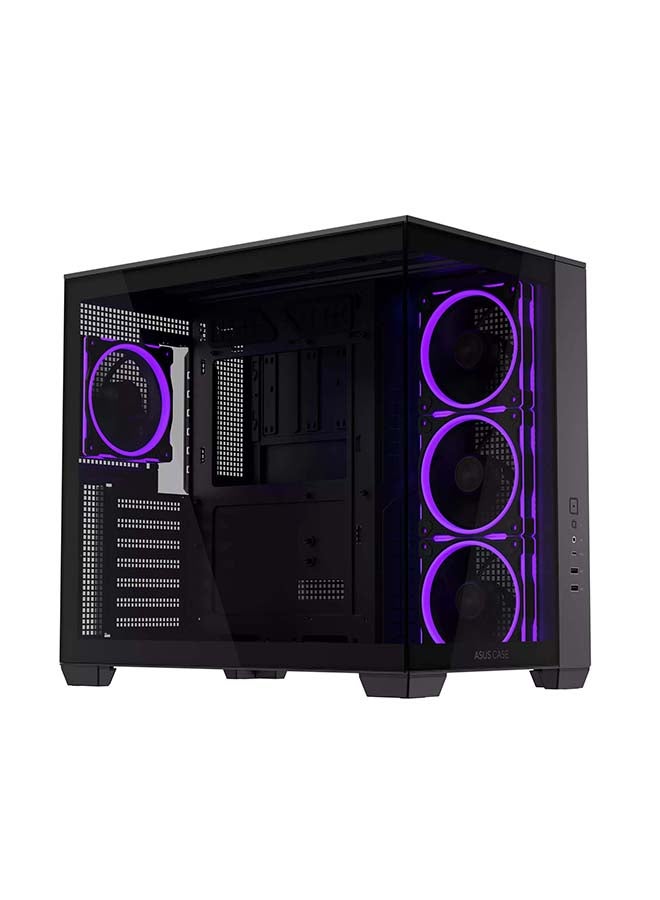 ASUS A32 PLUS TG ARGB ATX Mid-Tower Gaming Case, Dual-Chamber Design, Panoramic Tempered Glass, 4 Pre-Installed ARGB Fans, Supports 420mm GPU, 360mm AIO, USB-C, High Airflow, Black | 90DC00S0-B19000 - Image 4