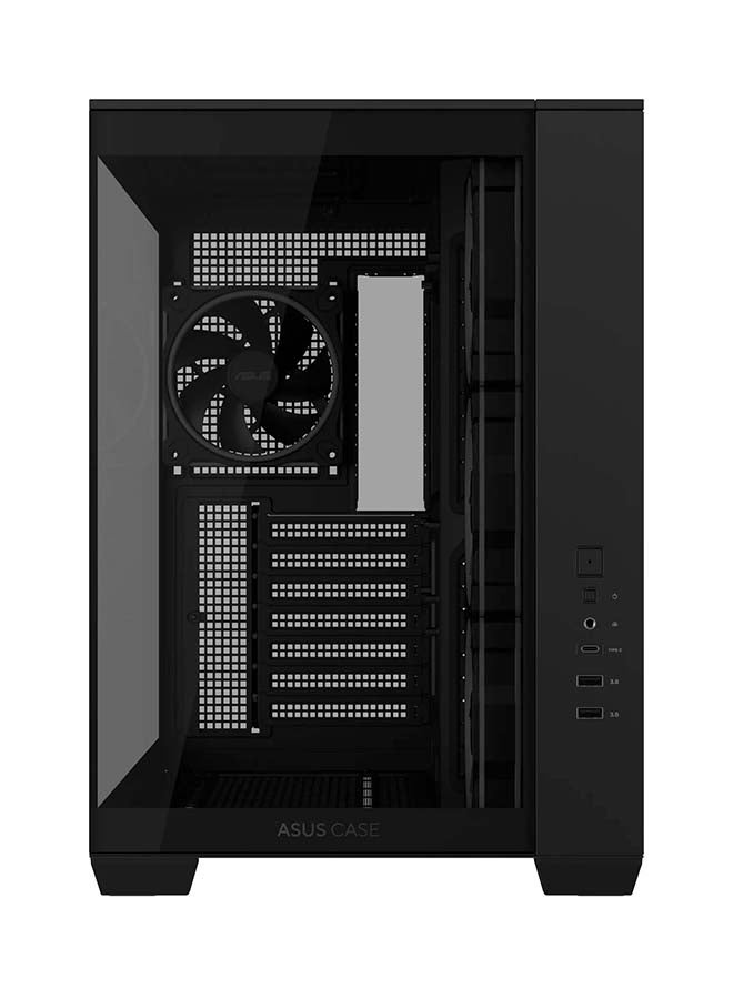 ASUS A32 PLUS TG ARGB ATX Mid-Tower Gaming Case, Dual-Chamber Design, Panoramic Tempered Glass, 4 Pre-Installed ARGB Fans, Supports 420mm GPU, 360mm AIO, USB-C, High Airflow, Black | 90DC00S0-B19000 - Image 3