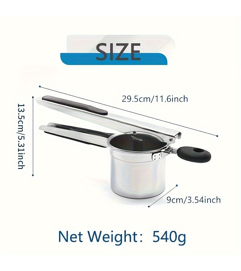 Black Heavy Duty Potato Ricer Press for Perfect Mashed Potatoes - Image 3