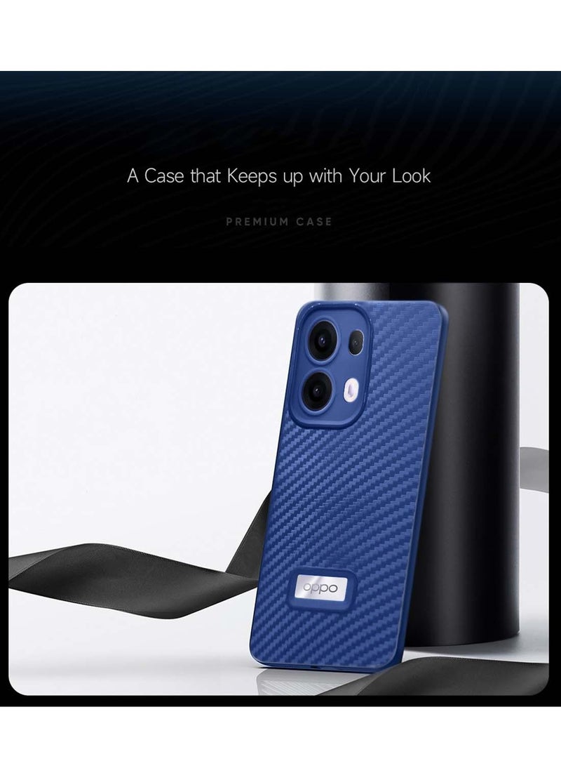 Wtech Oppo Reno13 Pro 5G 2024 Liquid Silicone Carbon Fiber Texture Case Cover - Navy Blue - Image 3