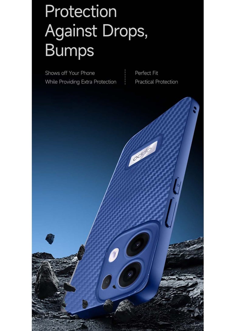 Wtech Oppo Reno13 Pro 5G 2024 Liquid Silicone Carbon Fiber Texture Case Cover - Navy Blue - Image 4