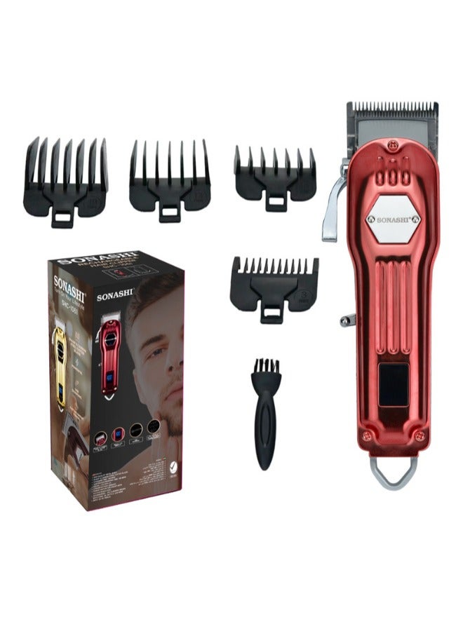 SONASHI Rechargeable Hair Clipper With Digital LCD Display  2 Hours Continuous Working Time Sharp And Carbon Steel Cutter Blade With HighQuality Metal Body Chargeable And Cordless  SHC-1061 Red - Image 2