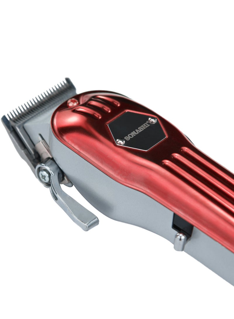 SONASHI Rechargeable Hair Clipper With Digital LCD Display  2 Hours Continuous Working Time Sharp And Carbon Steel Cutter Blade With HighQuality Metal Body Chargeable And Cordless  SHC-1061 Red - Image 5