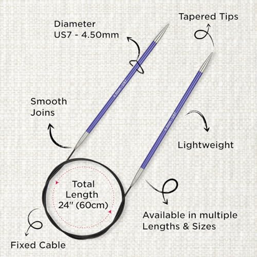 KnitPro Zing Fixed Circular Needles 24" (60cm) | US Size 7 (4.5mm) - Image 3