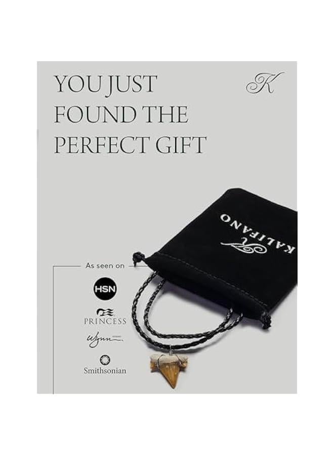 Arabest Fossilized Shark Tooth Necklace - Authentic Prehistoric Shark Teeth Fossil Pendant on 18 Inch Braided Leather Cord - Great Gift for Men and Boys (Information Card Included) - Image 5