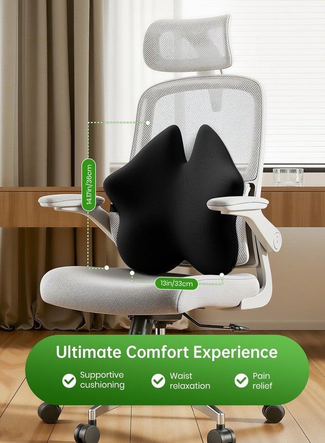Benazcap Lumbar Pillow, Back Support for Office Chair, Car Seat, Sofa, Travel, Ergonomic Multi-Region Memory Foam & Adjustable Straps, Lower Back Pain Relief and Improved Posture Effectively, Black - Image 2