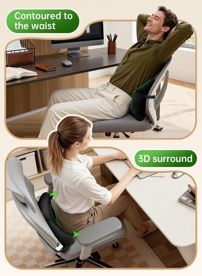 Benazcap Lumbar Pillow, Back Support for Office Chair, Car Seat, Sofa, Travel, Ergonomic Multi-Region Memory Foam & Adjustable Straps, Lower Back Pain Relief and Improved Posture Effectively, Black - Image 4