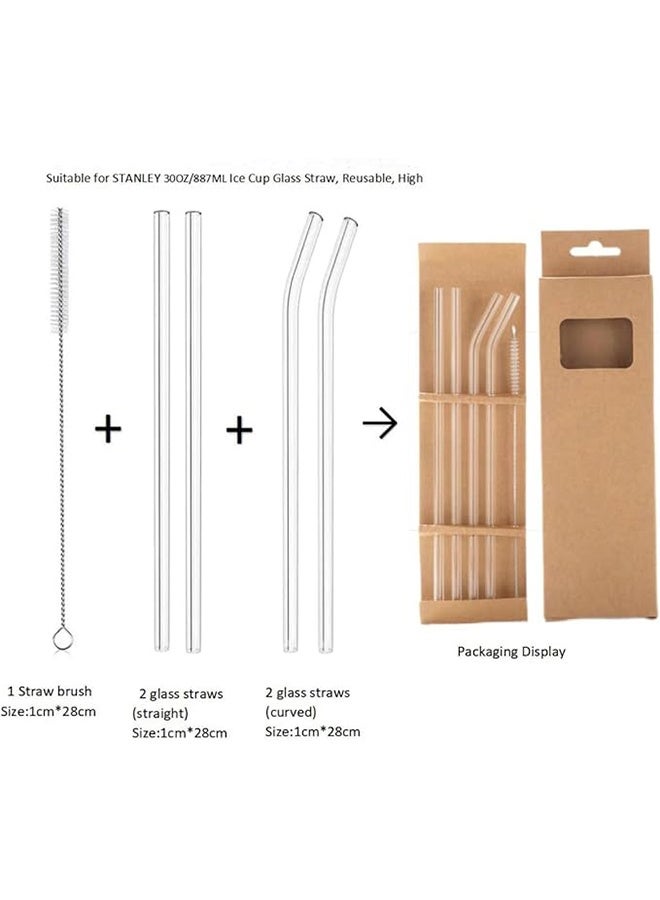 5 piece Drinking Straws with Cleaning Brush - Smoothie Straws for Milkshakes, Frozen Drinks, Smoothies, Bubble Tea, Clear Glass Drinking, Straw Cup Accessories - Image 5