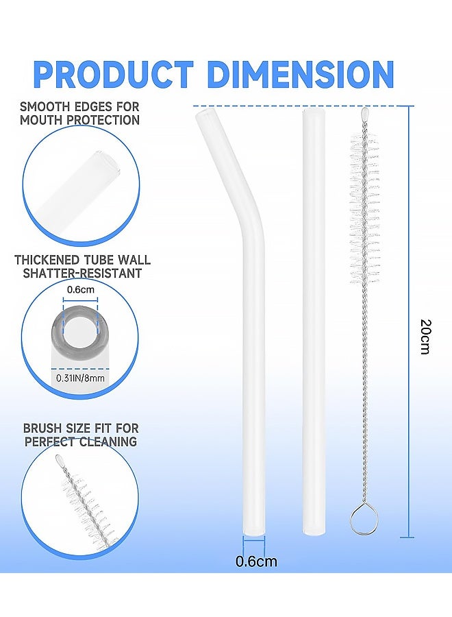 5 piece Drinking Straws with Cleaning Brush - Smoothie Straws for Milkshakes, Frozen Drinks, Smoothies, Bubble Tea, Clear Glass Drinking, Straw Cup Accessories - Image 2