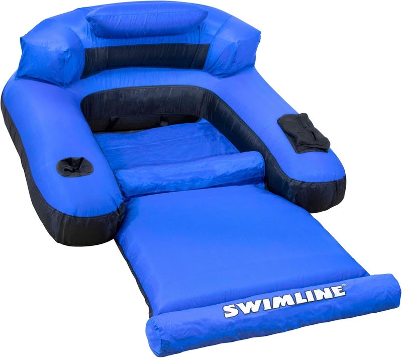 Swimline Fabric Covered Pool Float Mattress Ultimate Lounger Raft for Adults & Kids - Blue/Black - Image 1