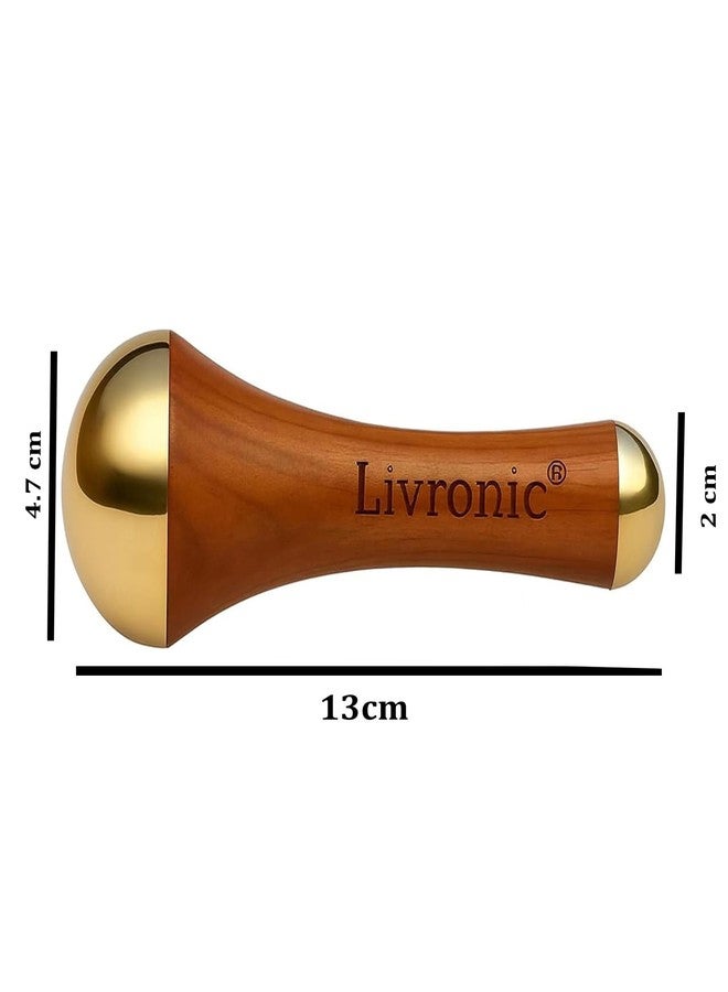 Livronic® Premium Bronze Kansa Wand | 2-in-1 Ayurvedic Facial & Foot Massage Tool | Teak Wood Handle for Detoxification, Relaxation & Puffiness Reduction,Full Body Massage,Sculpting Tool (Dual Side) - Image 2