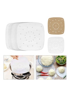 Loquat 100-Piece Perforated Square Non-Stick Air Frying Paper White 9inch  - Image 2