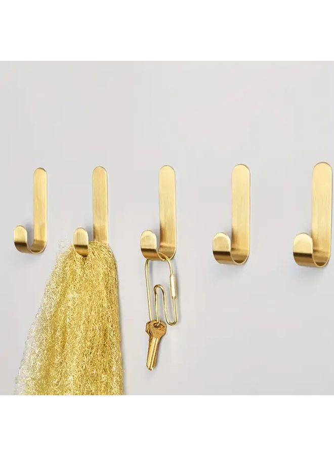 Golden 3 Piece Metal Wall Hooks No Drill Sticky Hangers For Bathroom Kitchen Towels - Image 5