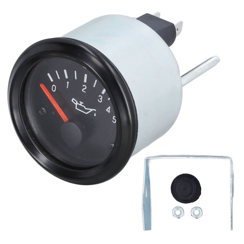 Oil Pressure Gauge 52mm 0-5bar Real-time Pressure Display - Waterproof Dustproof Transparent Cover High Accuracy Aluminium Alloy Gauge for Engine Sets Instrument Boxes - Image 1