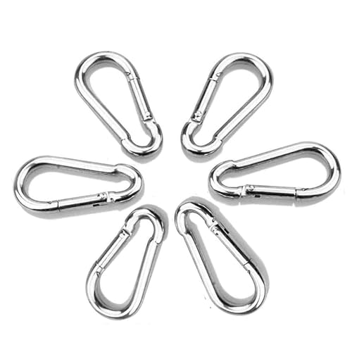 IGNITE WEIGHTS® Heavy Duty, Stainless Steel Carbiner Clip Snaphook-3.16Inch Safety Lock Cable Attachment, Keychain, Hook Swing Connector, (Silver) Pack of 6 - Image 1