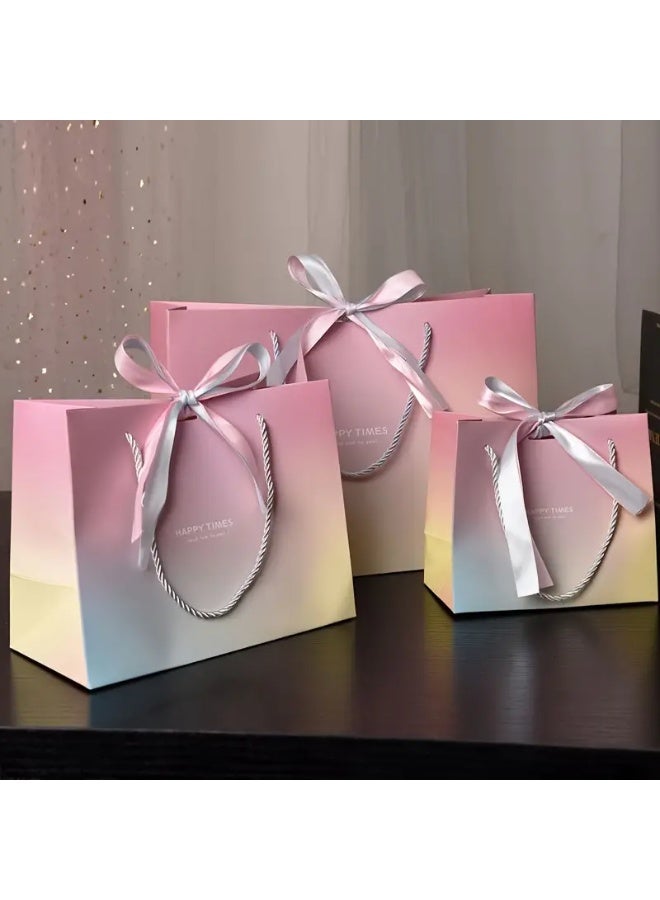SCENT HOUSE 2 قطع أكياس هدايا متدرجة باللون الوردي - حجم صغير مع رباط قوس، للاحتفالات - Image 3
