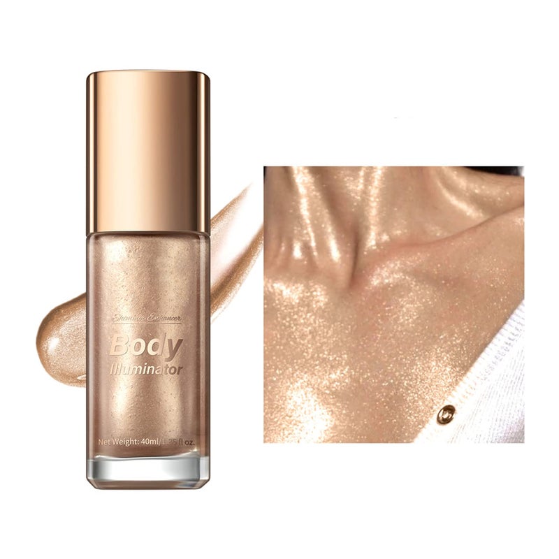 MAEPEOR Body Luminizer 5 Colors Smooth Subtle Shimmer Body Illuminator Moisturizing Long Lasting Summer Glow Illuminator For Face  Body 40ML 02 Rose Gold