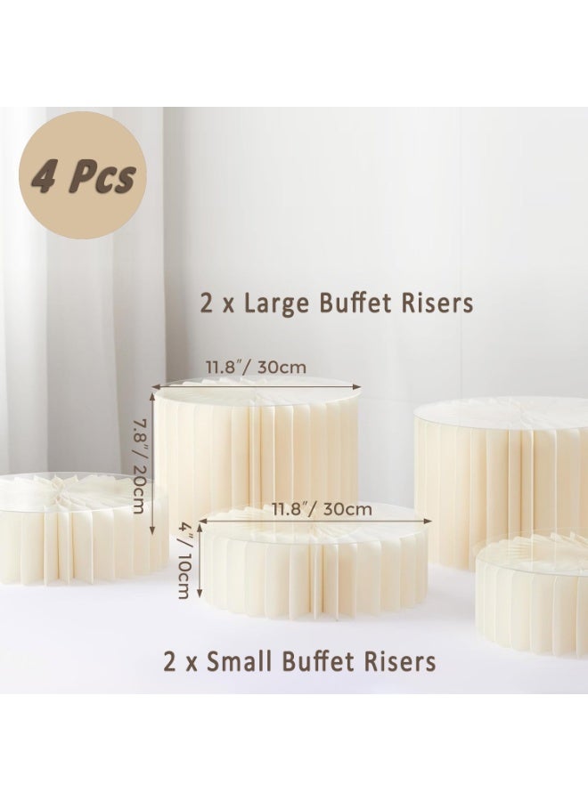 4 Pcs Buffet Risers, Foldable Cardboard Display Platforms, Food Display Stands for Buffet Table, Catering, Wedding, Baby Showers & Party Decor (4 Pcs(10 cm H × 2, 20 cm H × 2)) - Image 2