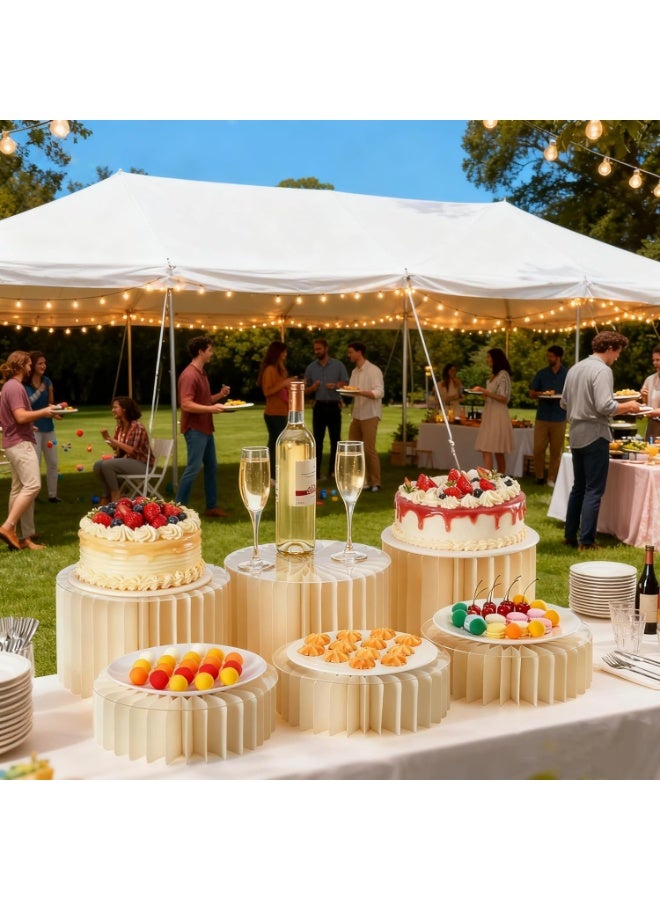 4 Pcs Buffet Risers, Foldable Cardboard Display Platforms, Food Display Stands for Buffet Table, Catering, Wedding, Baby Showers & Party Decor (4 Pcs(10 cm H × 2, 20 cm H × 2)) - Image 3
