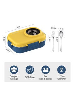 YumLock YumLock Stainless Steel Bento Lunch Box with Divided Compartments, Leakproof, for Adults and Kids, Sauce Jar and Cutlery, Camera Design  - Image 2
