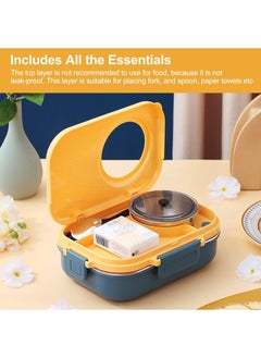 YumLock YumLock Stainless Steel Bento Lunch Box with Divided Compartments, Leakproof, for Adults and Kids, Sauce Jar and Cutlery, Camera Design  - Image 3