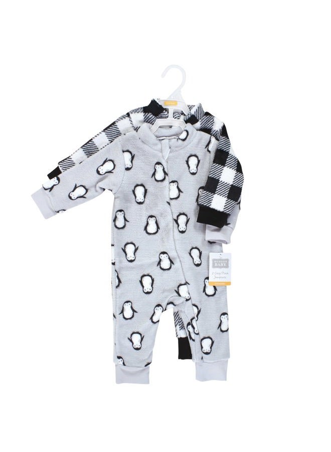 hudson baby baby-girls Plush Jumpsuits, Gray Penguin, 18-24 Months - Image 2