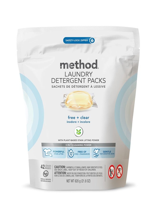 Method Laundry Detergent Packs, Free + Clear, 42 Count, 1 pack, Packaging May Vary - Image 1