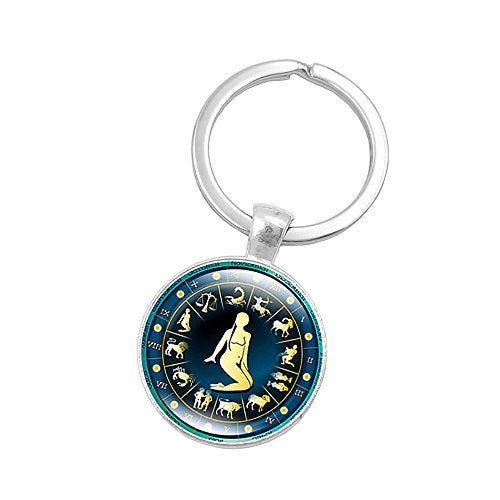 Meiligo Retro Personalized Zodiac Sign Key Chain Jewelry Horoscopes Star Signs Tag Key Rings Medallion Constellation Jewelry (Virgo(8/23-9/22)) - Image 1
