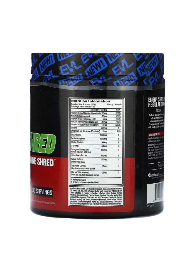 EVLUTION NUTRITION ENGN Shred Pre Workout Engine Shred Cherry Limeade 8.8 oz 249 g  - Image 2