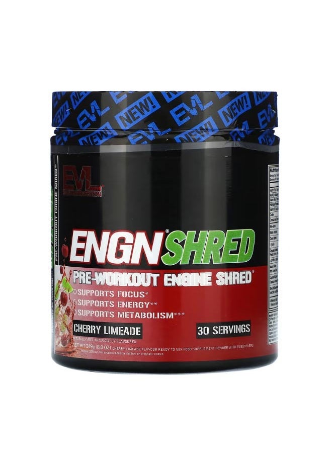 EVLUTION NUTRITION ENGN Shred Pre Workout Engine Shred Cherry Limeade 8.8 oz 249 g  - Image 1
